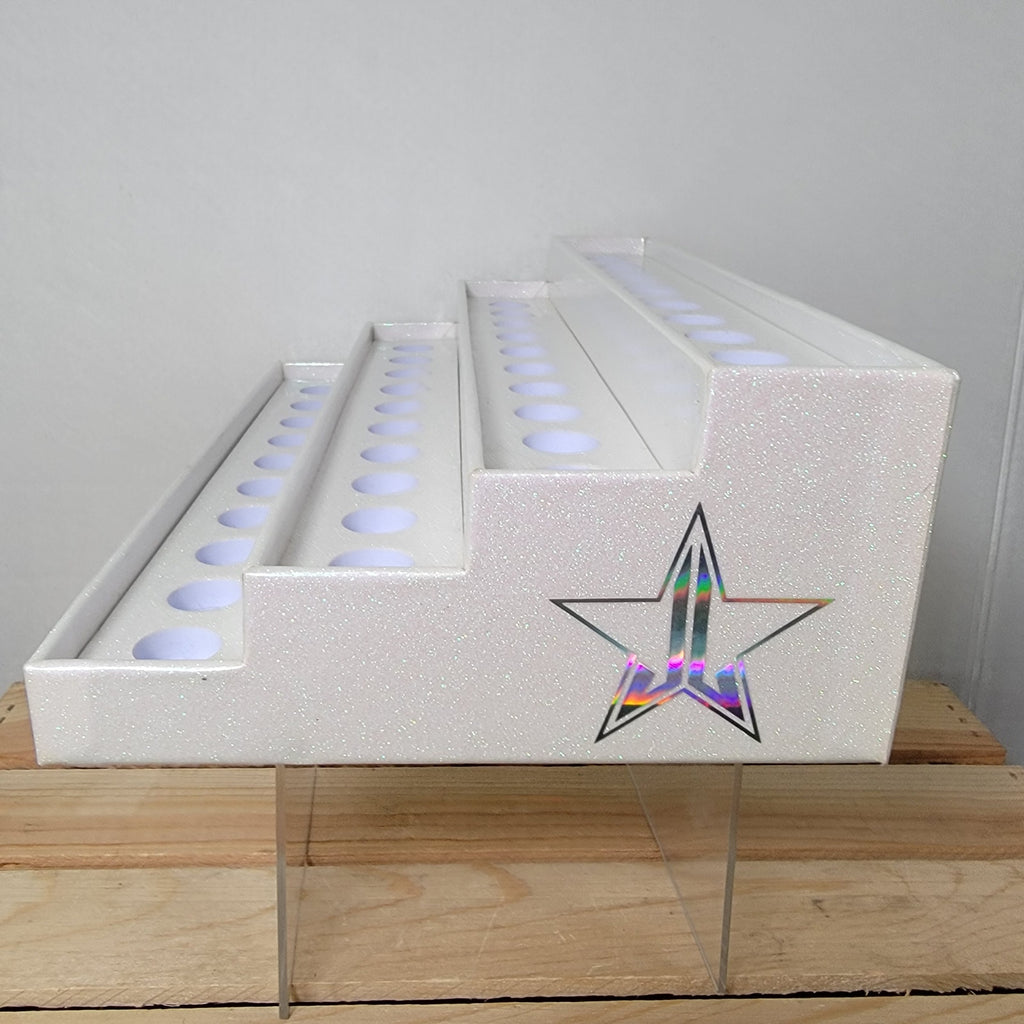 Jeffree Star Cosmetics White Glitter Makeup Display Holder - NEW