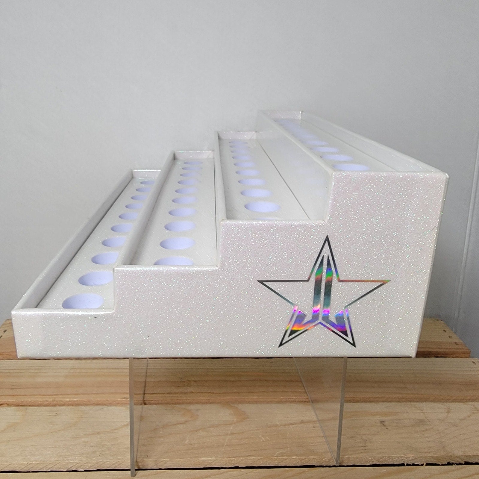 Jeffree Star Cosmetics White Glitter Makeup Display Holder - NEW