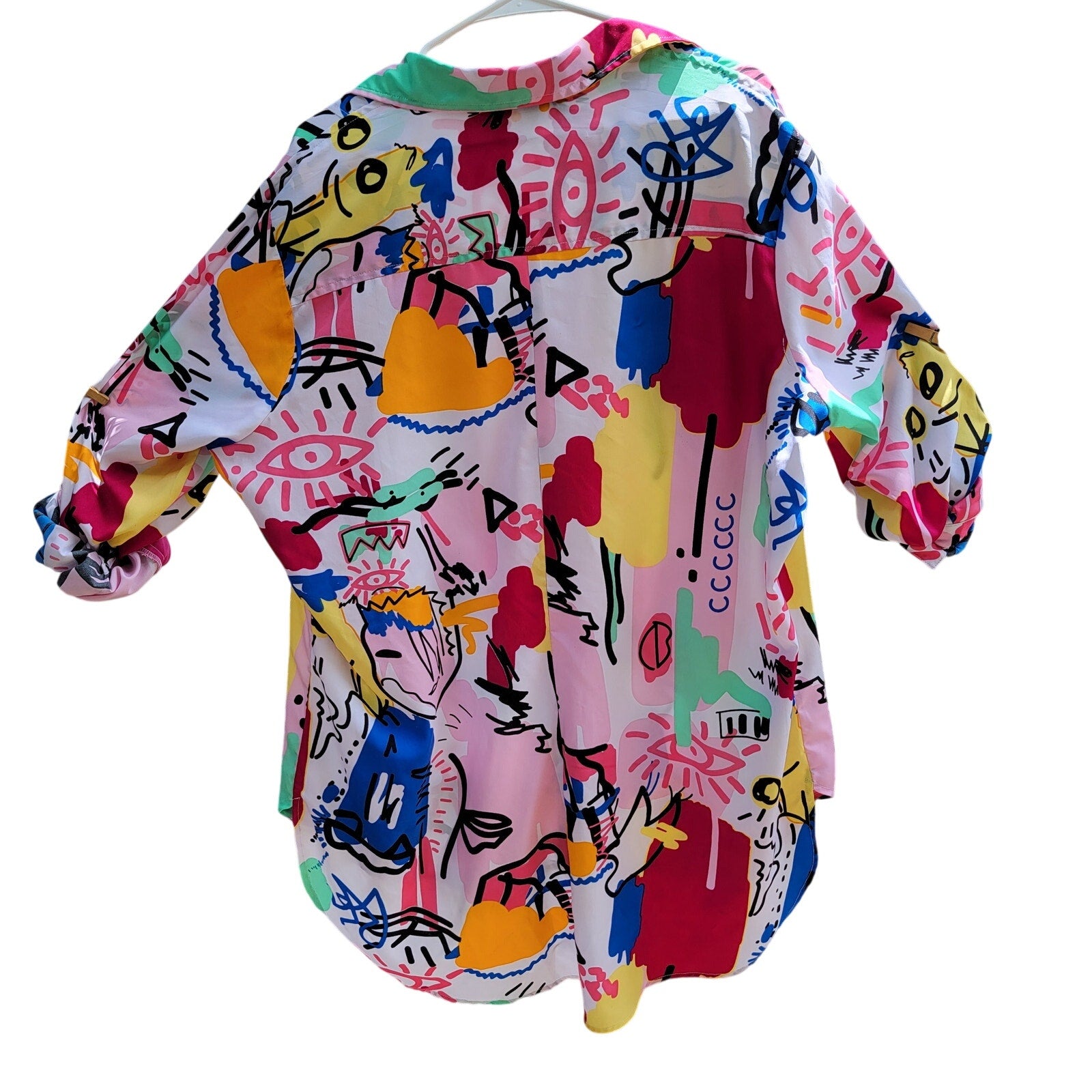 Thread Story Retro 80's Print Full Button Up Blouse - Size 3X