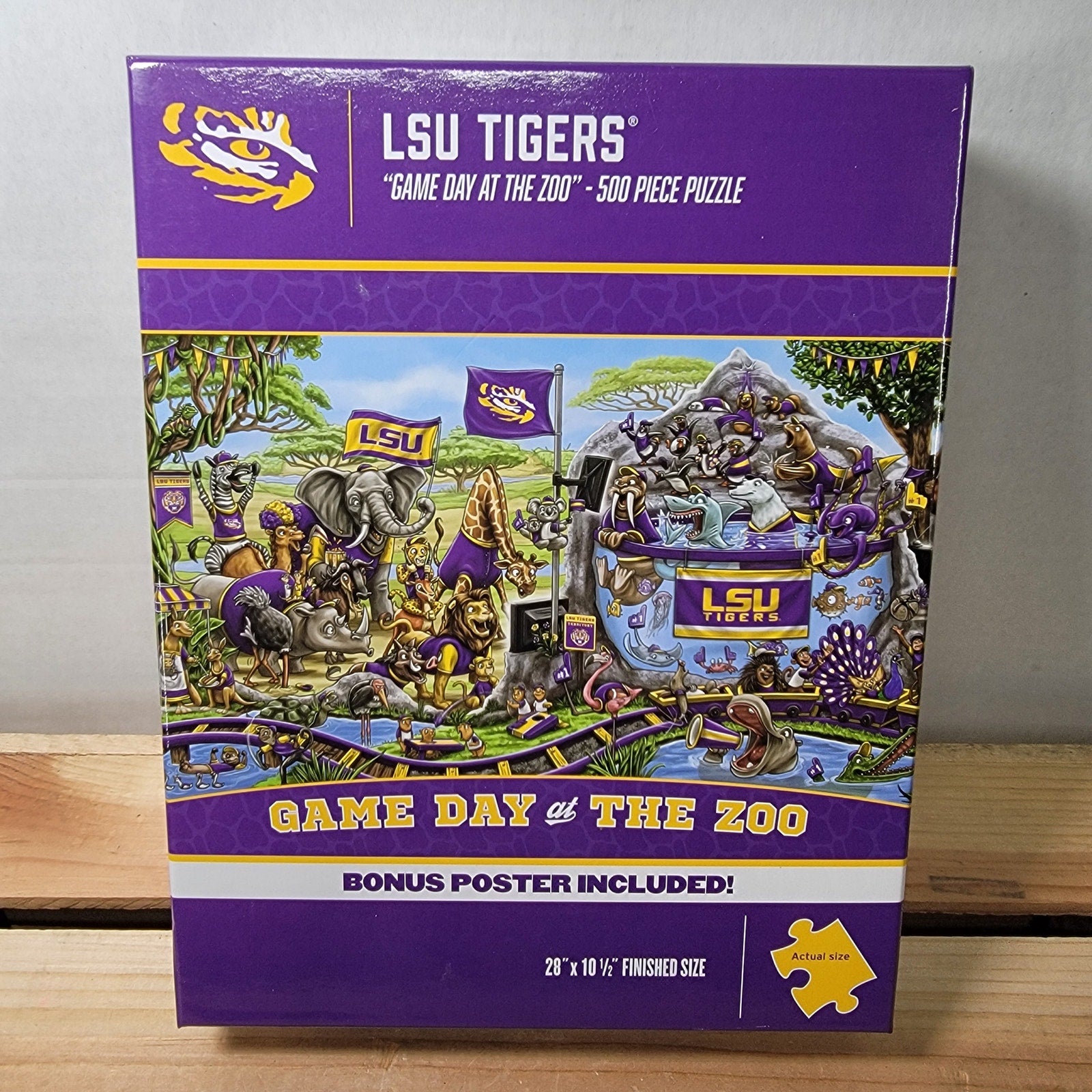 LSU Tigers 500 Pc Puzzle + Bonus Poster "Game Day At The Zoo"