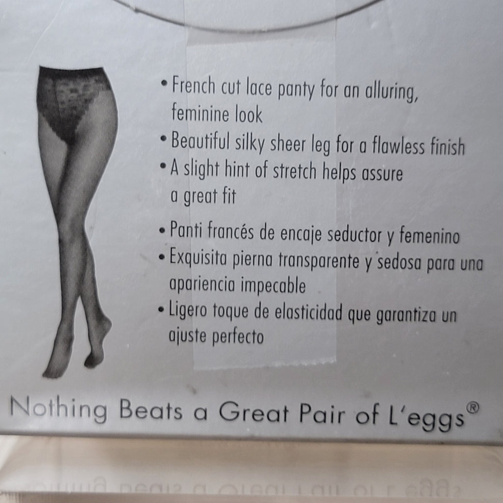 L'eggs SilkenMist Lace Panty Sheer Toe - Size Q Nude NEW