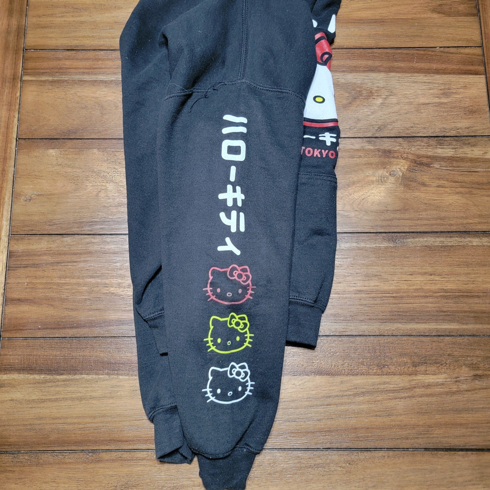 Hello Kitty Black LS Pullover Unisex Hoodie "Hello Kitty Tokyo" - Size Medium