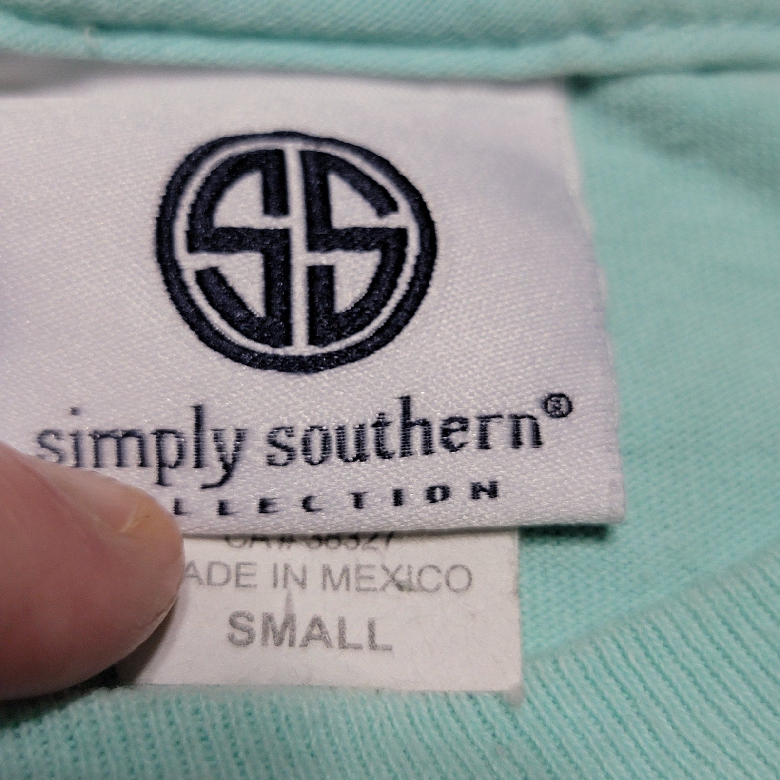 Simply Southern LS Teal Tee "Stamps Of The South" - Size Small