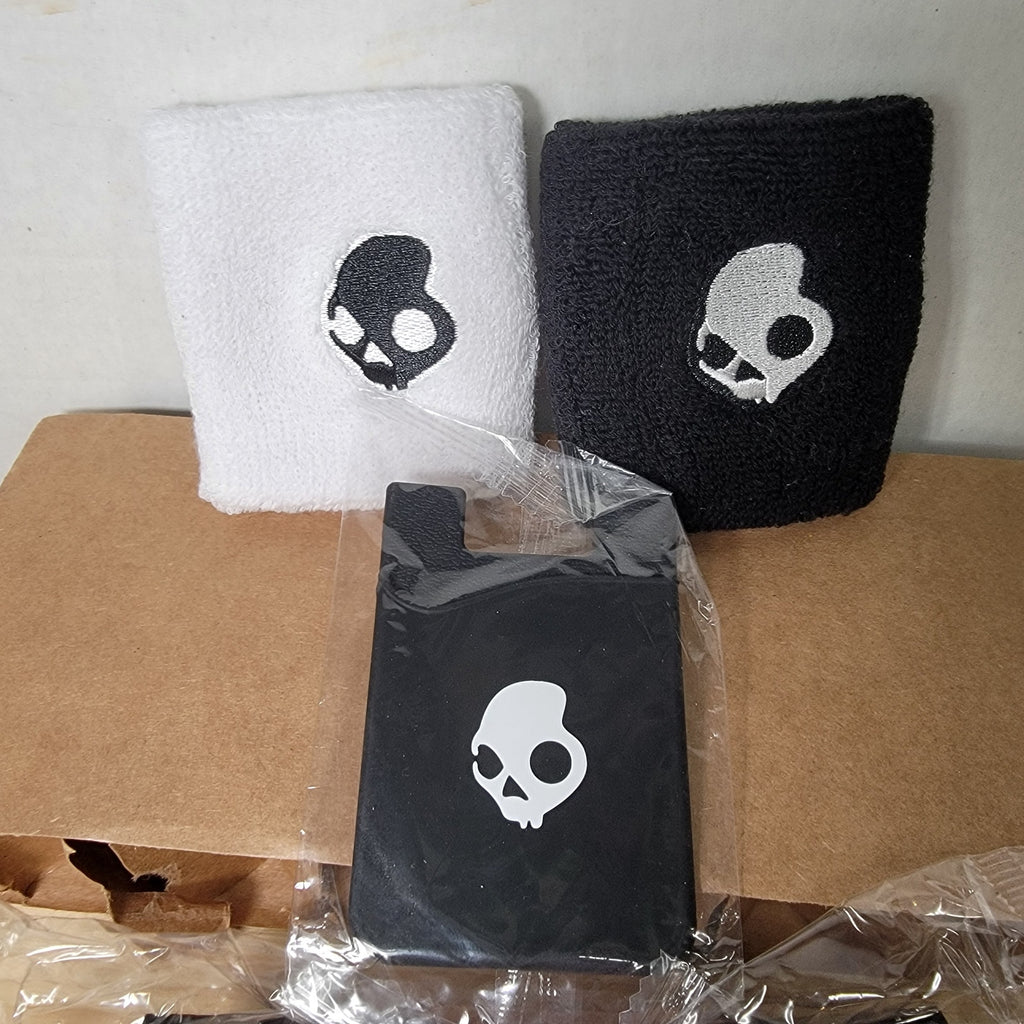 Skullcandy Promotional Items: Wrist Warmers, Sun Glasses. ID Holder & Decal -NEW