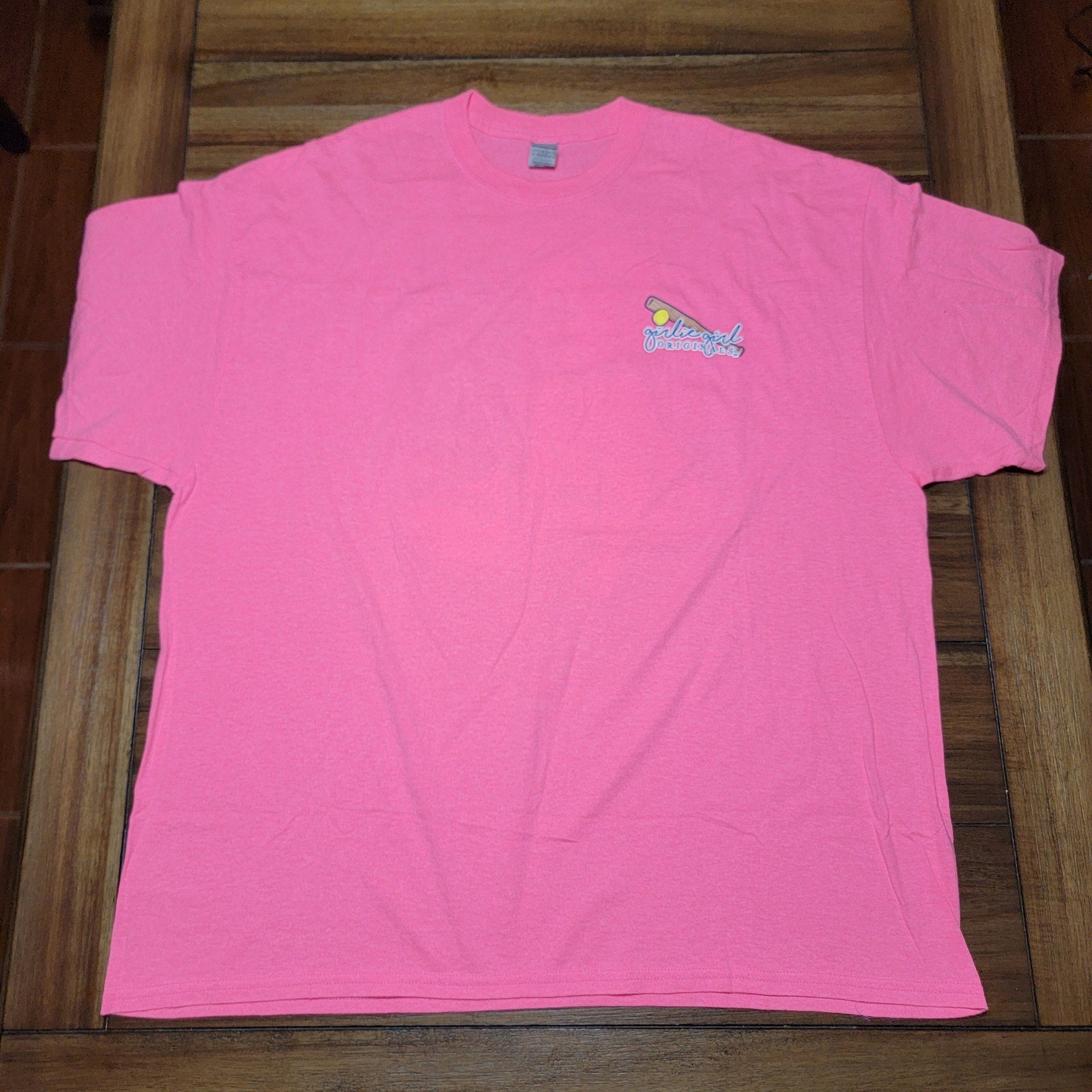 Girlie Girl Originals Bright Pink Tee "Take Me Out To The Ballgame" - Size 2XL