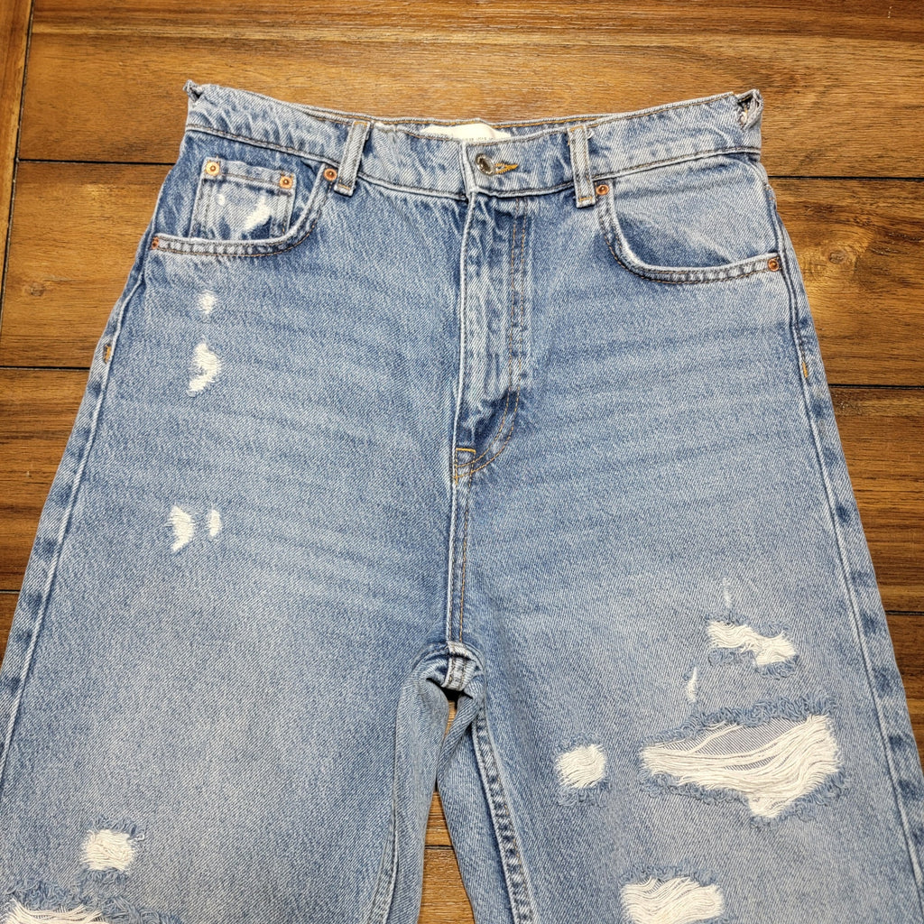 Zara 90's Full Length Straight Denim Jeans w/ Raw Hem - Size 6
