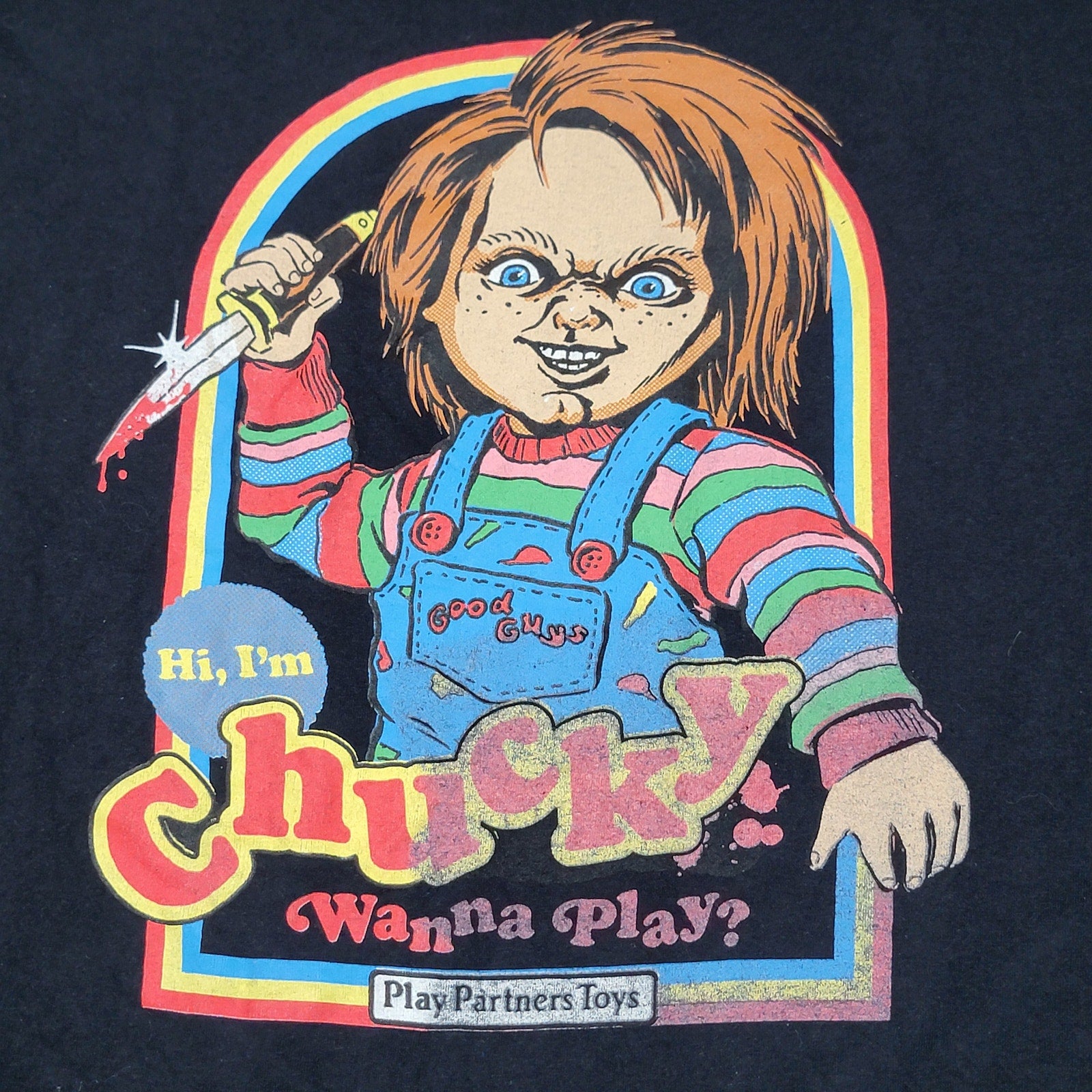 Chucky Black Unisex Tee "Wanna Play?" - Size XL