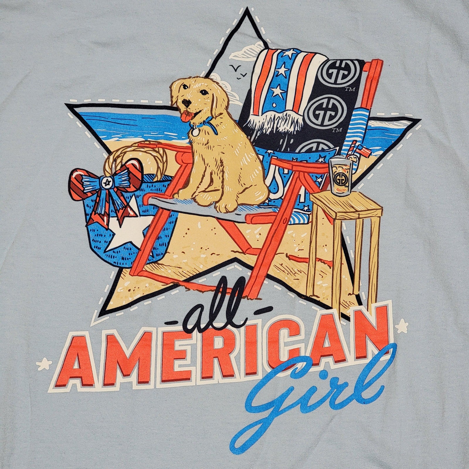 Girlie Girl Originals Blue Tee "All American Girl" Beach Set - Size XXL