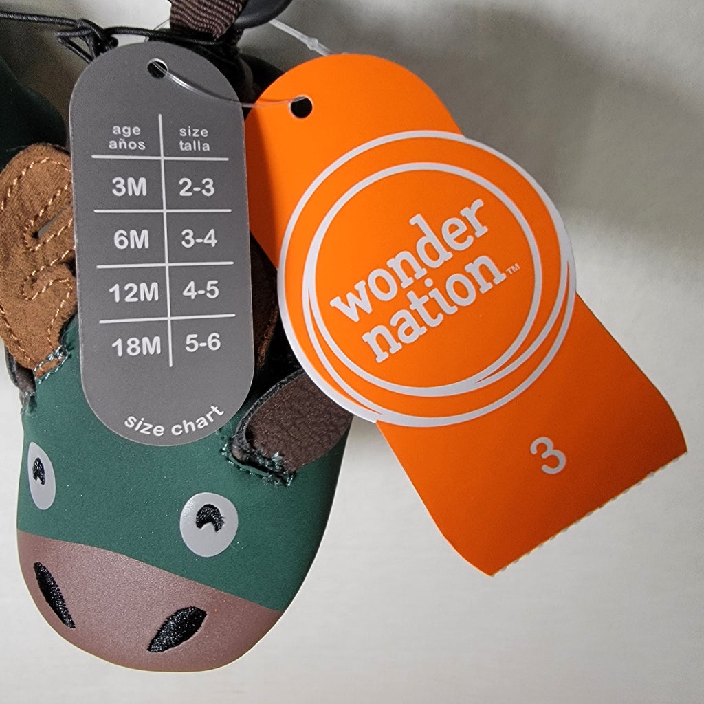 Wonder Nation Infant Moose Slippers - Size 3 NWT