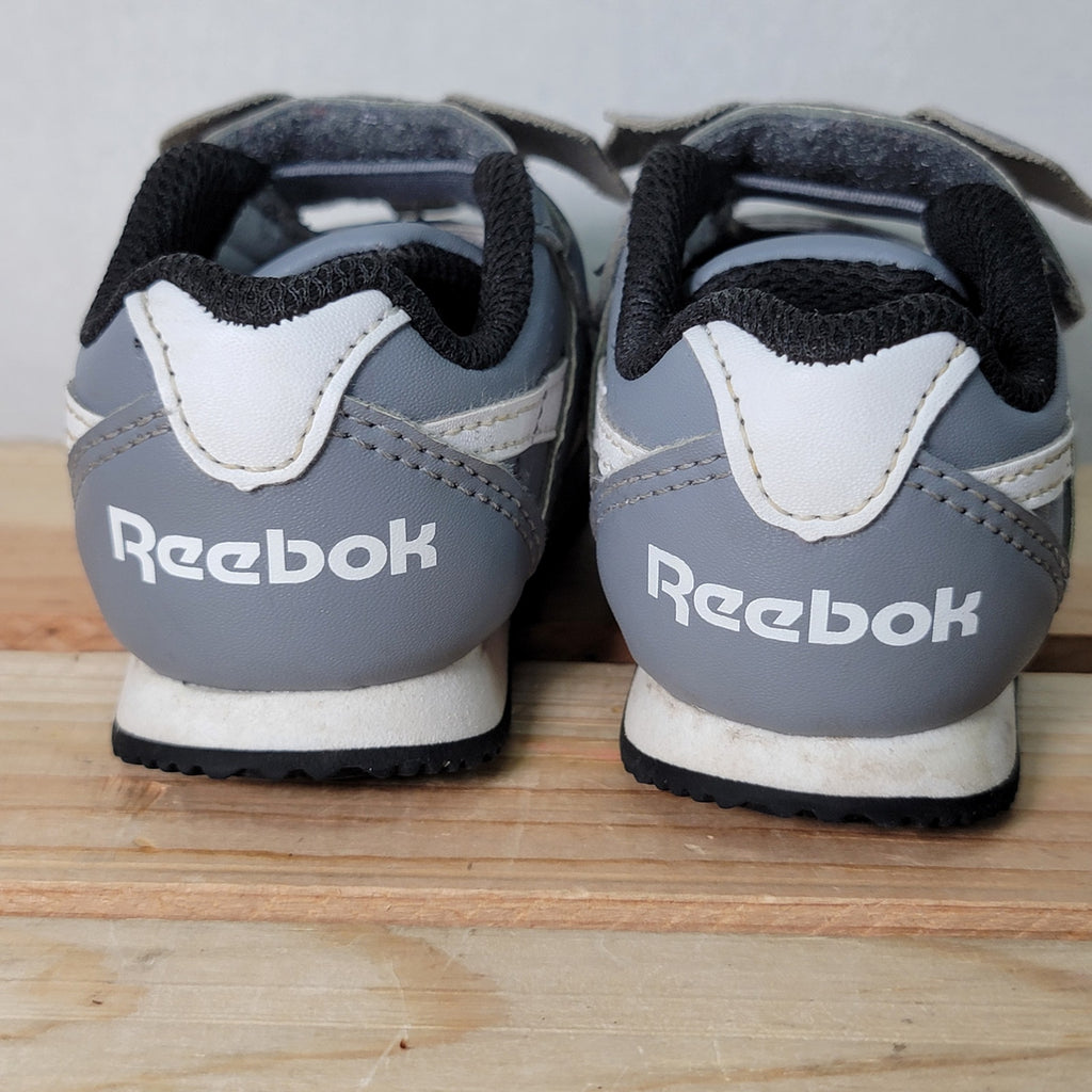 Reebok Infant Royal Grey B&W Running Elephant Sneaker w/ Box - Size 4