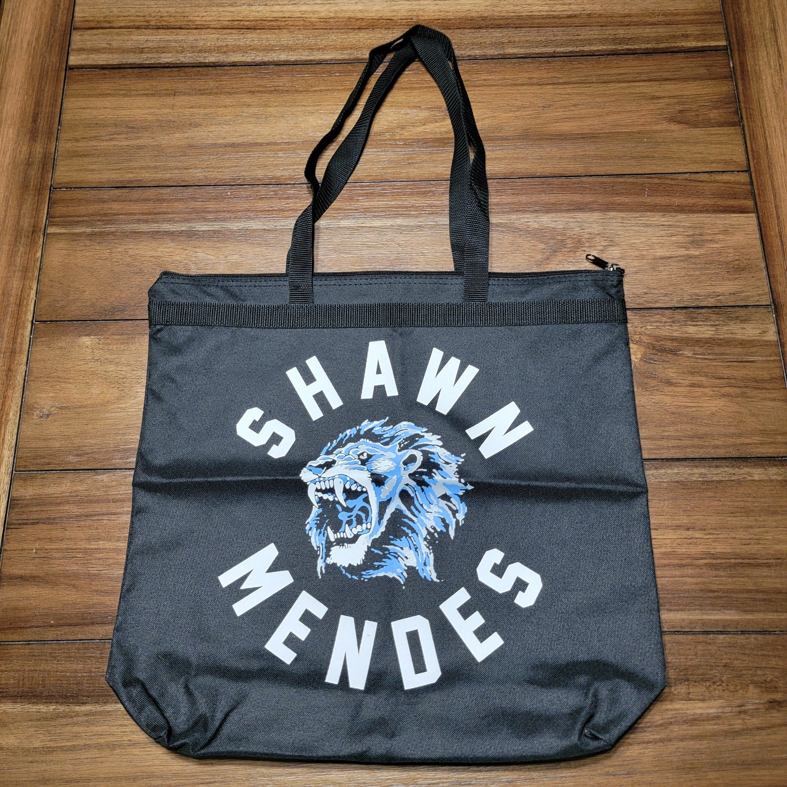 Shawn Mendes "Blue Tiger" Official Merchandise Black Canvas Tote Bag w/ Zipper