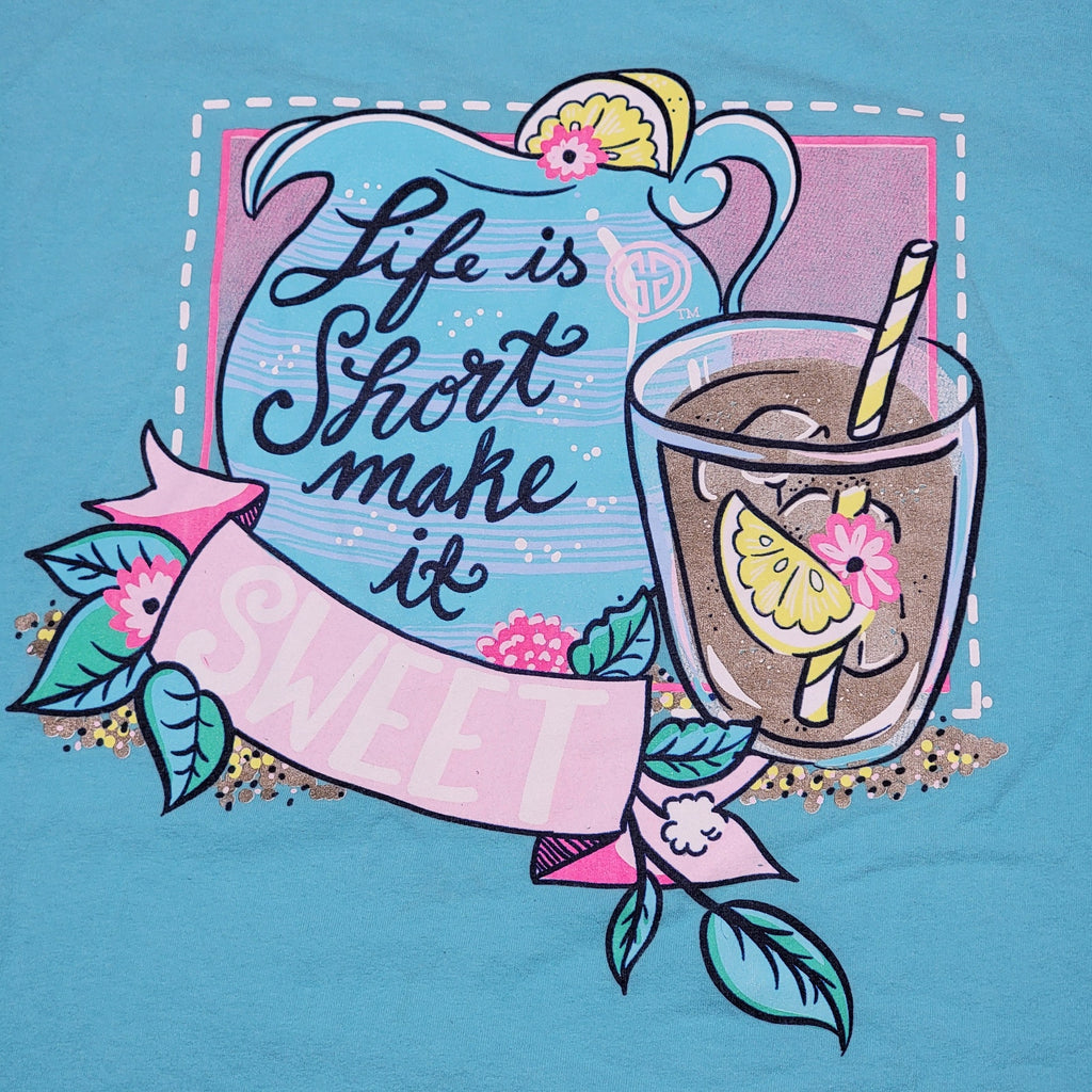 Girlie Girl Originals Blue Tee "Life Is Short.." - Size Large