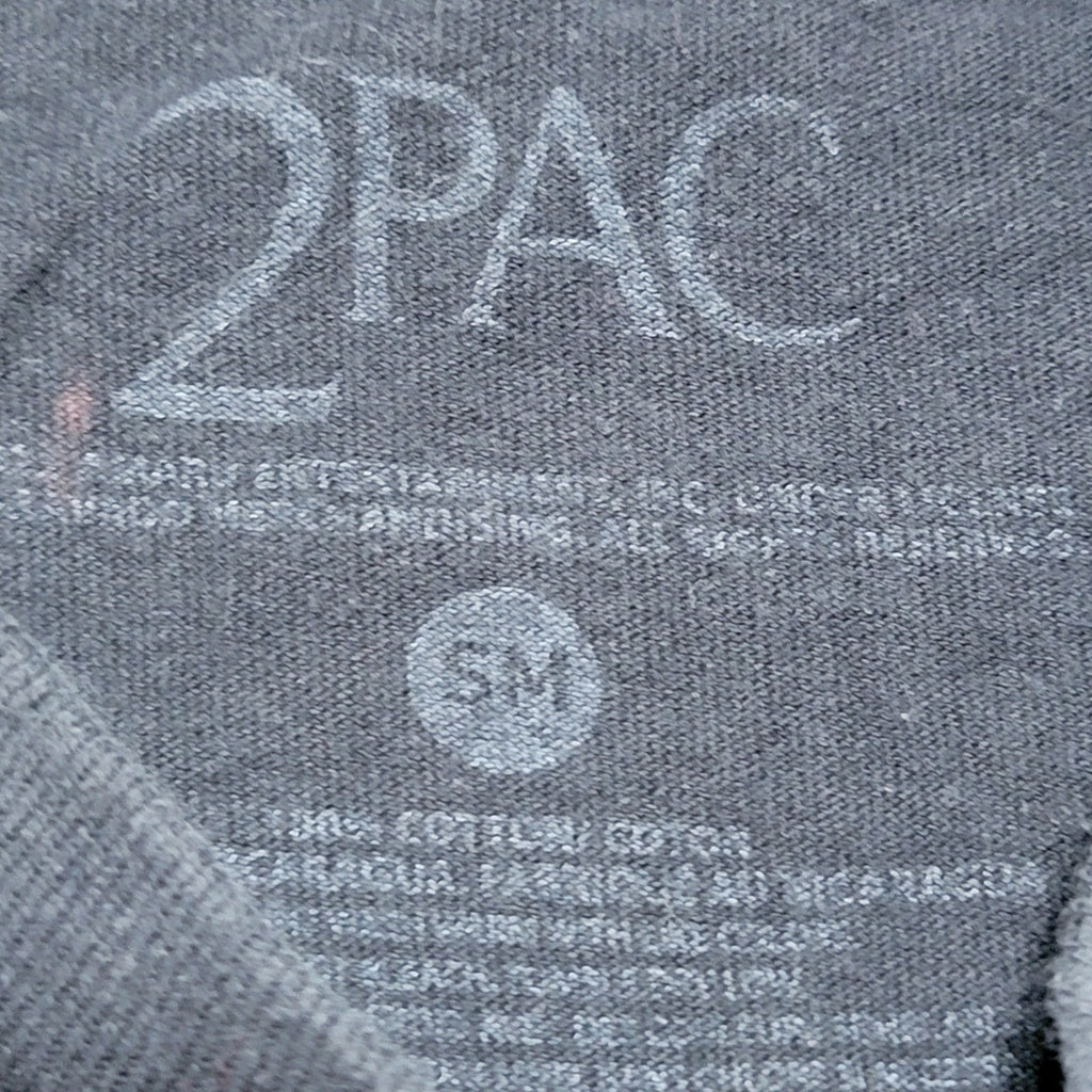 2Pac Black Unisex Tee Side Profile Flip Off - Size Small