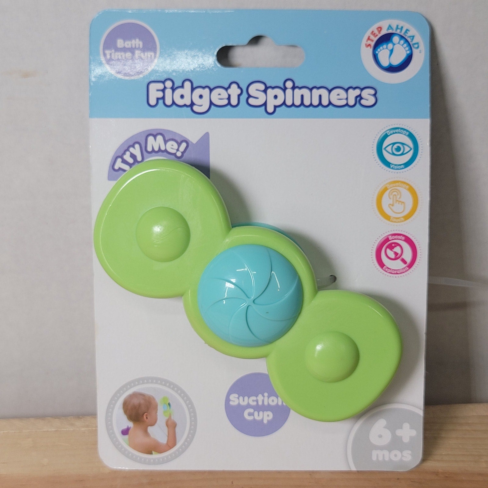 Step Ahead Green Suction Cup Fidget Spinner for Bath Time - NEW