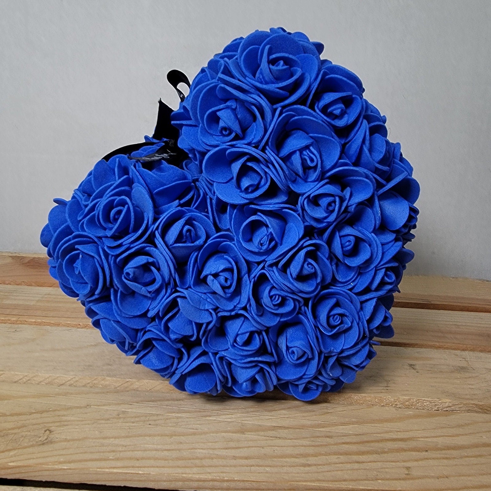 Dark Blue Foam Rose Teddy Bear w/ "Just For You" Ribbon