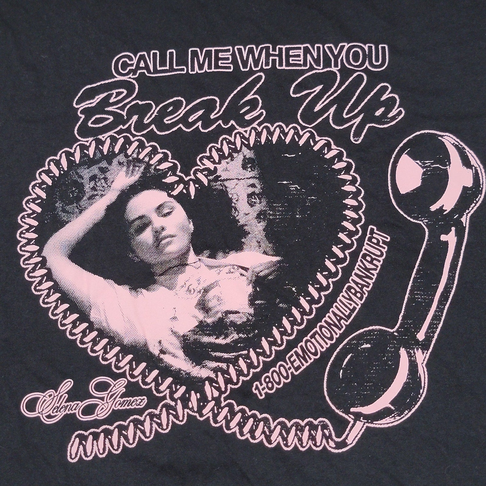 Selena Gomez Black Tee "Call Me When You Break Up" - Size Large