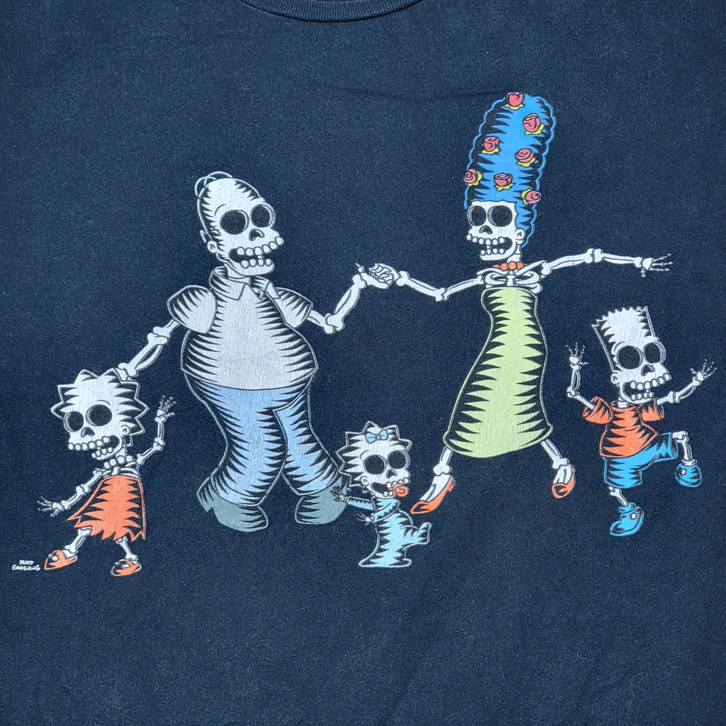 The Simpsons Black Unisex Tee Skeletal Simpsons - Size XL