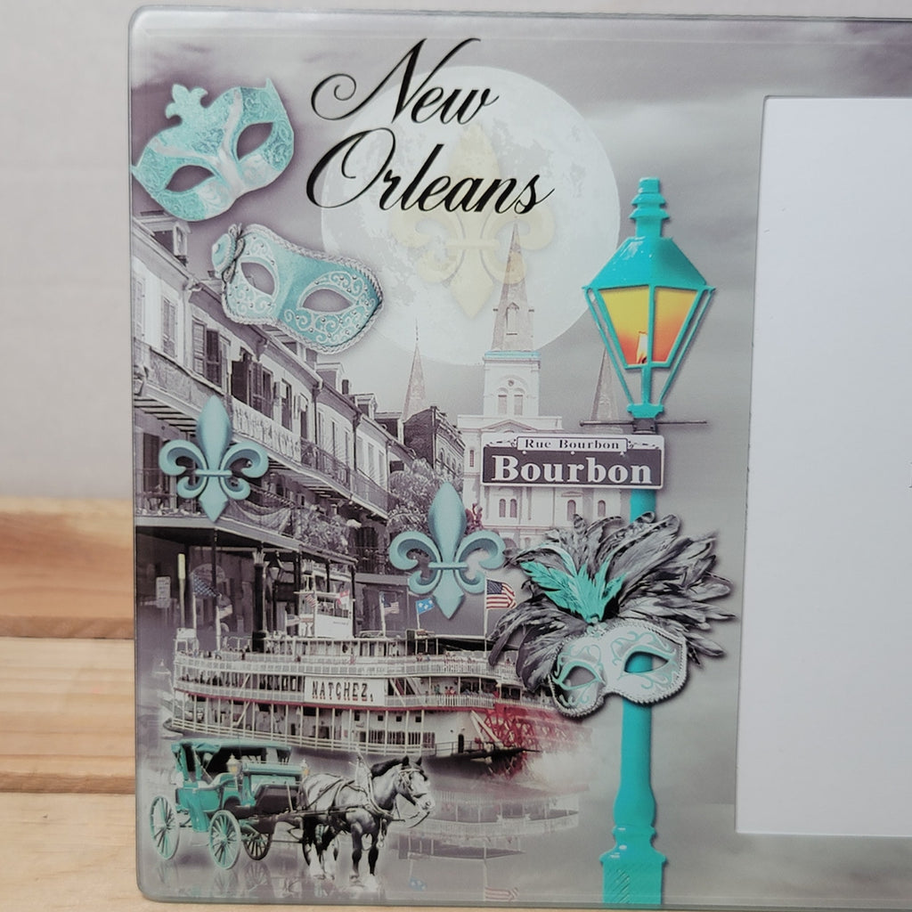 New Orleans Bourbon Street 3.5" x 5.5" Glass Picture Frame - NWB