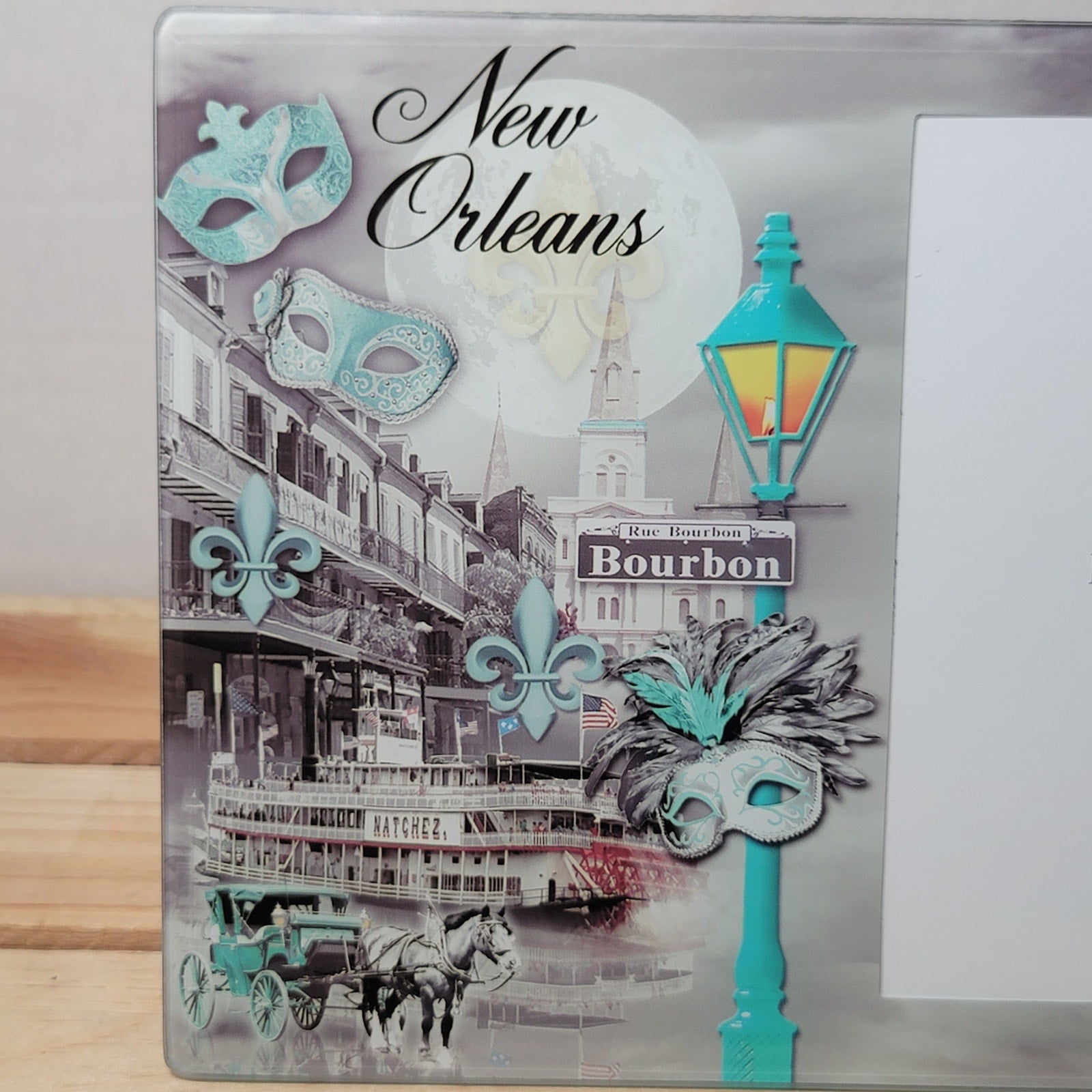 New Orleans Bourbon Street 3.5" x 5.5" Glass Picture Frame - NWB