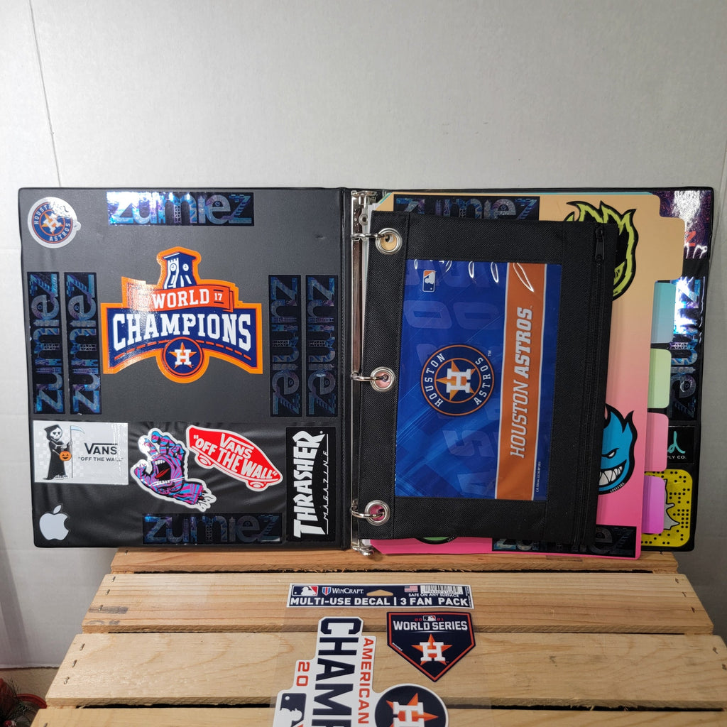 MLB Houston Astros Binder w/ 3 Decals, Astros Pencil Bag & Dividers
