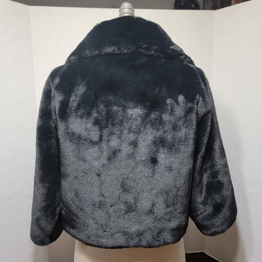 White House Black Market Black Faux Fur Crop Coat - Size Small