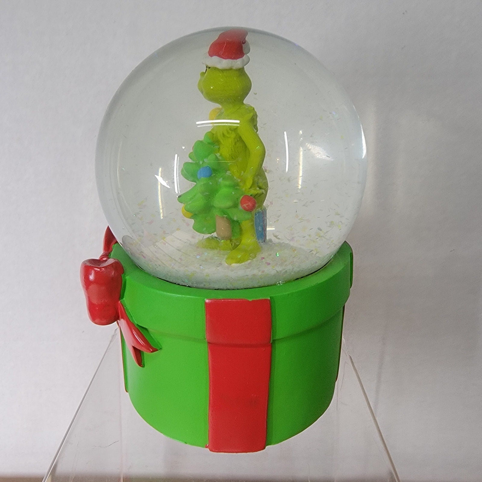 Grinch Glitter Snow Globe "Merry Grinchmas" w/ Wind Up Music Box