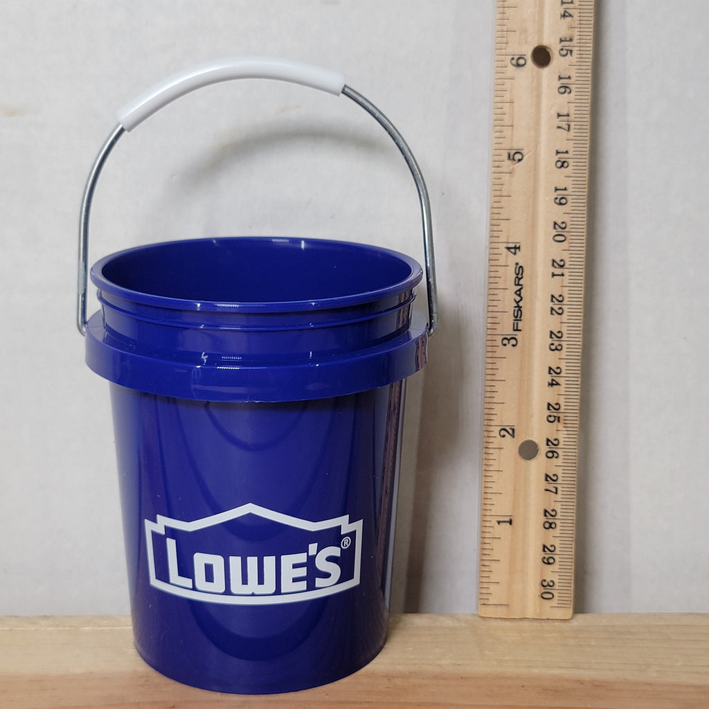 Set of 6 Mini Lowes Plastic Buckets w/ Handles and Kids Club Mini Rubber Hat