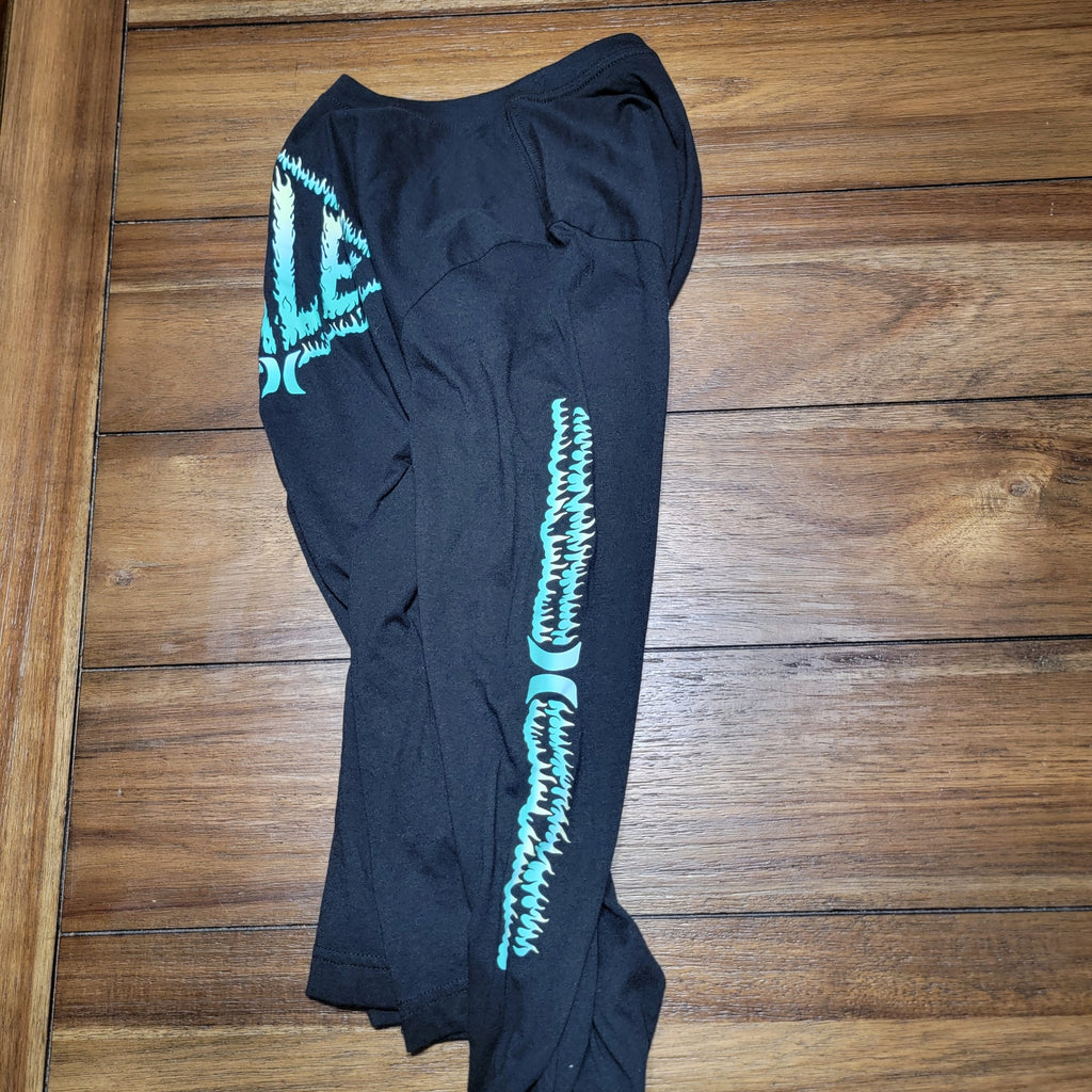 Hurley LS Youth Black Tee Blue Flame Diamond Logo - Size XL (13-15 Yrs)