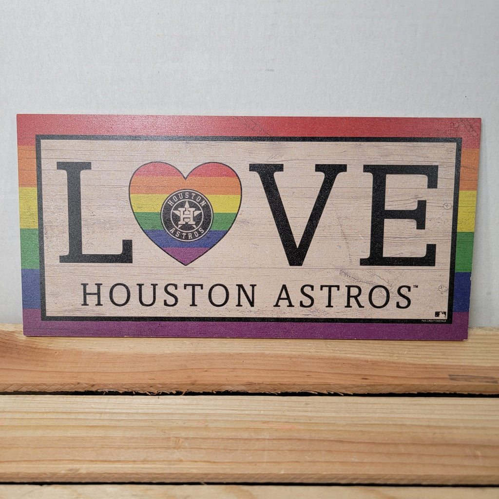 Houston Astros Love Pride Wooden Sign 6" x 12"
