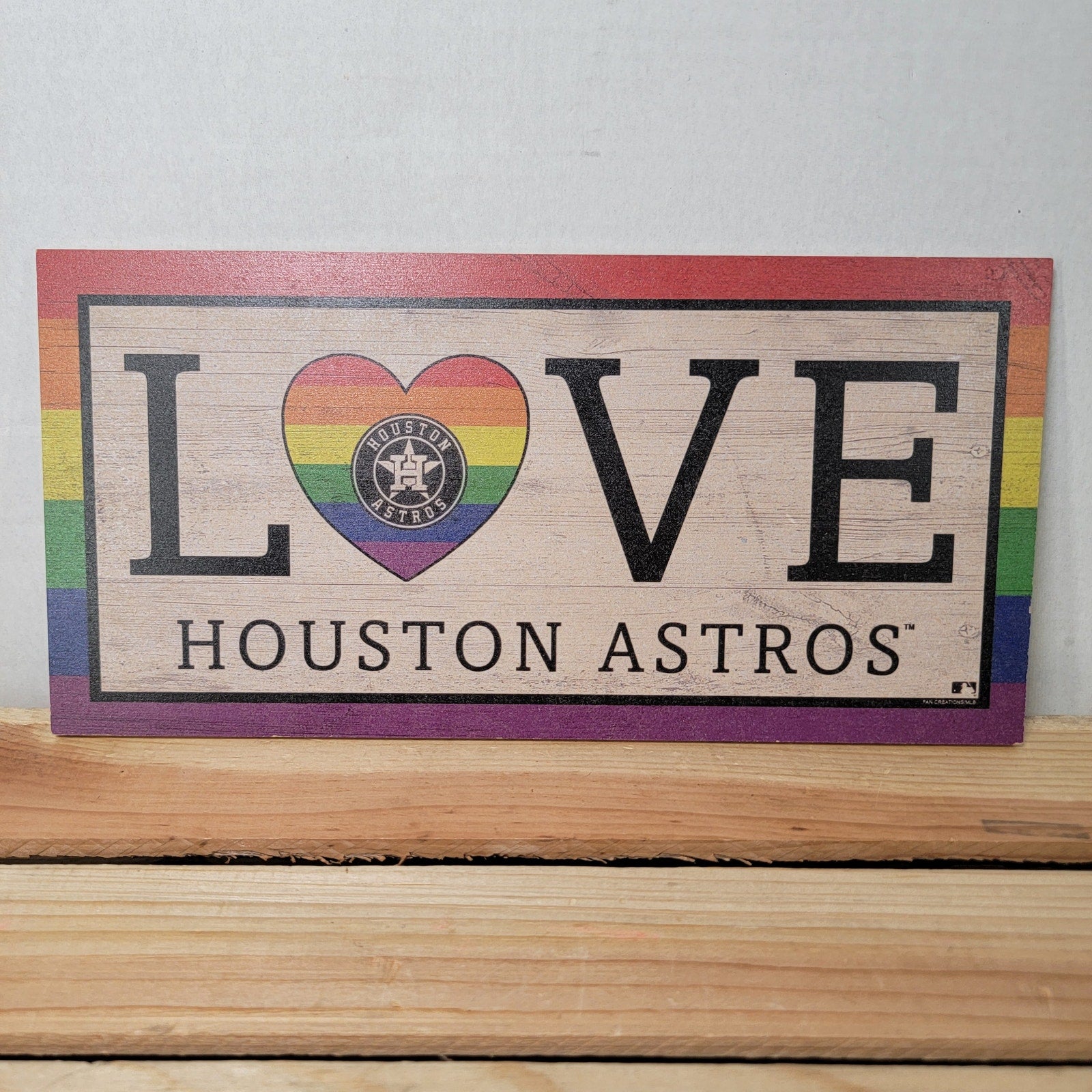 Houston Astros Love Pride Wooden Sign 6" x 12"