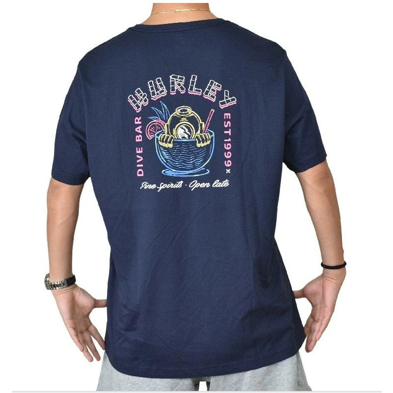 Hurley Black Tee "Dive Bar Fine Spirits" - Size Small