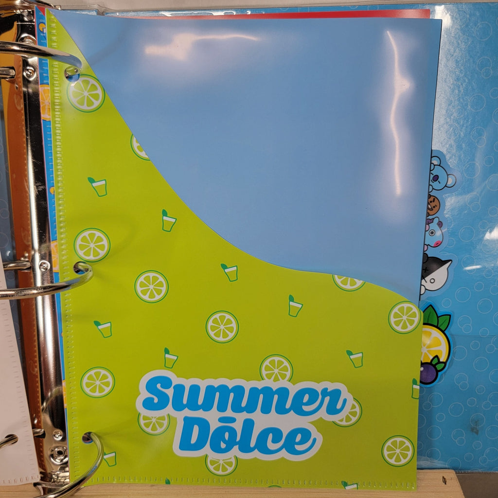 BT21 10" Blue Binder "Have a Sip Of Summer" w/ BT21 Dividers