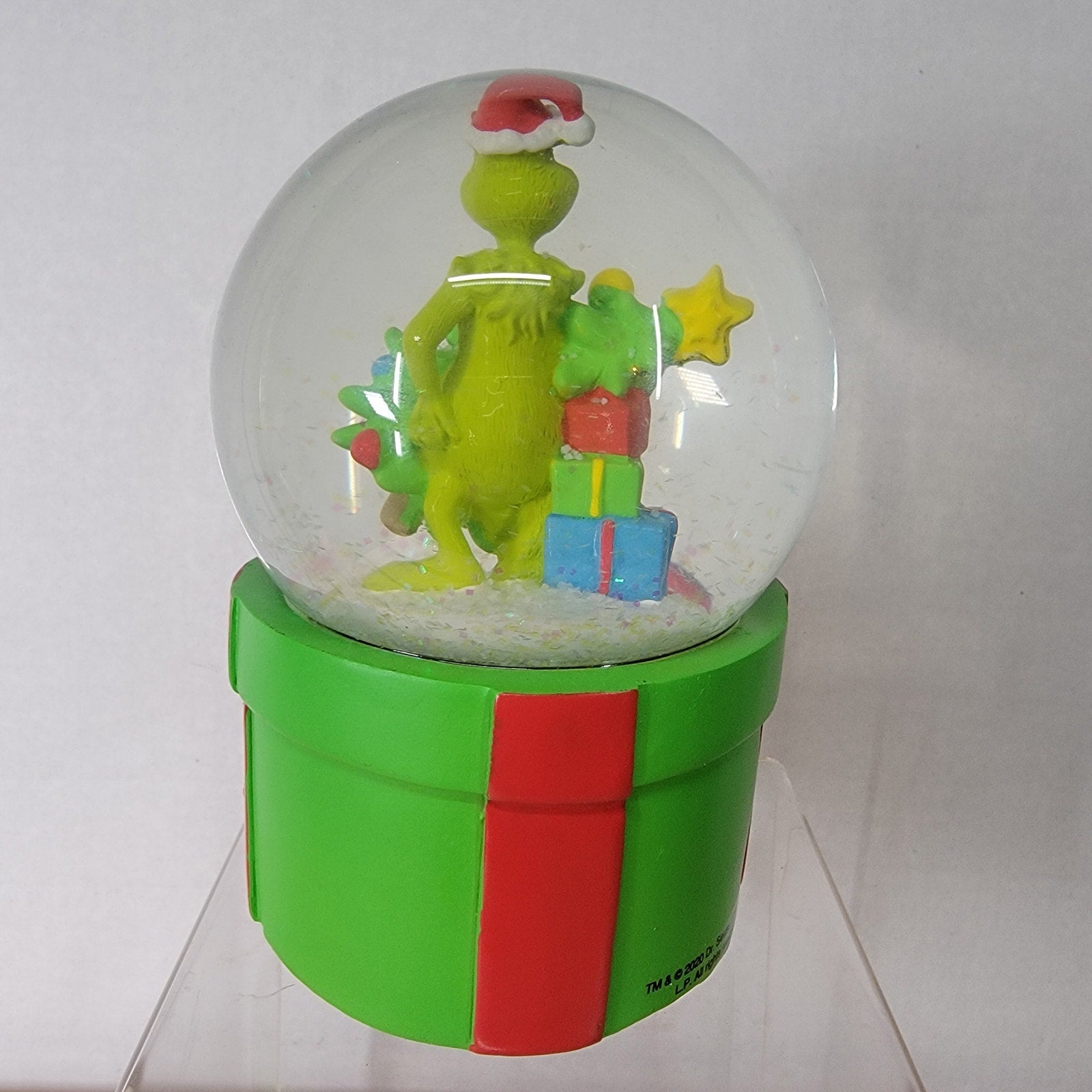 Grinch Glitter Snow Globe "Merry Grinchmas" w/ Wind Up Music Box