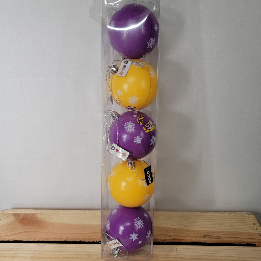 Set of 5 LSU Team Holiday Ornaments - NEW