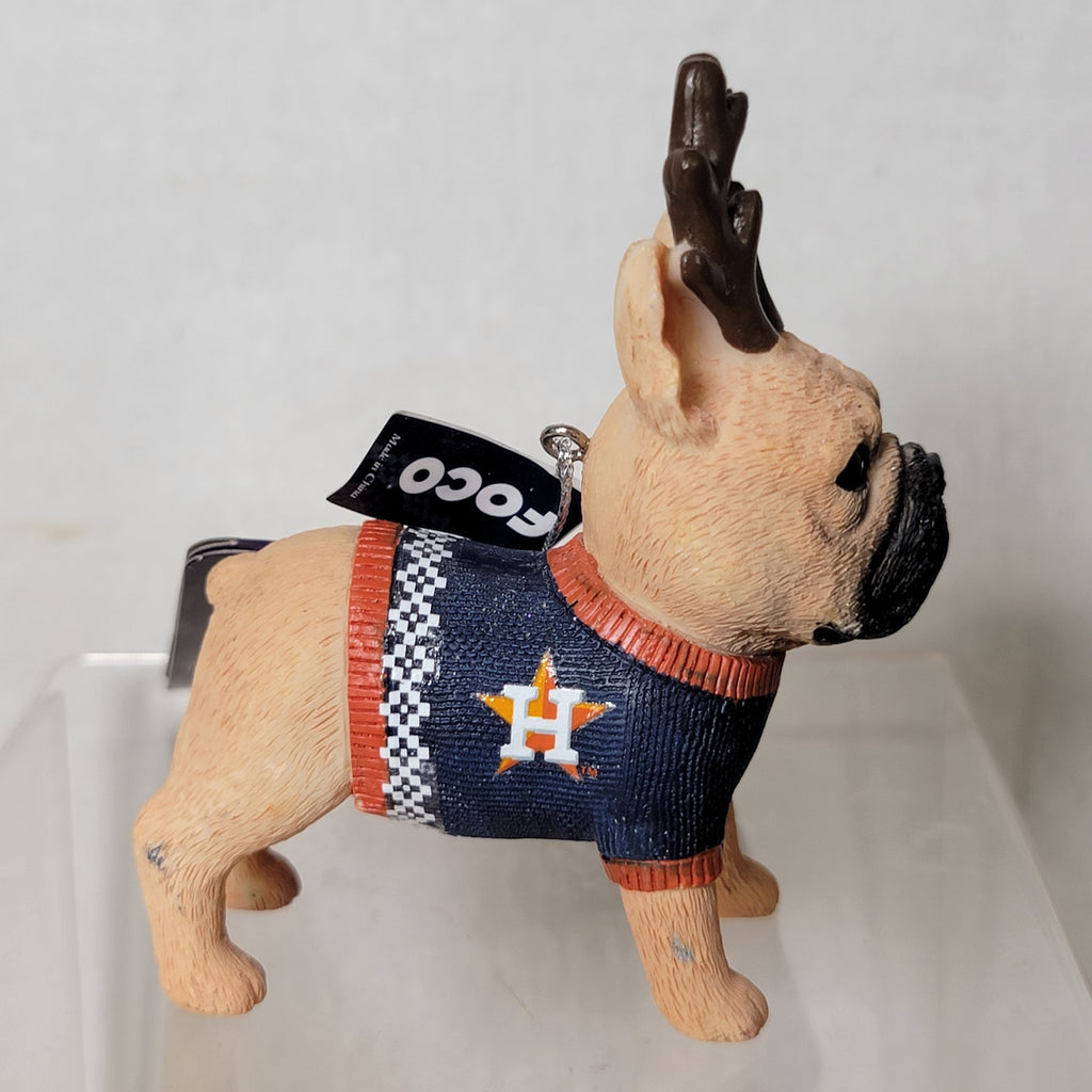 MLB Houston Astros Christmas Ornament Sweater Wearing French Bulldog - NWT