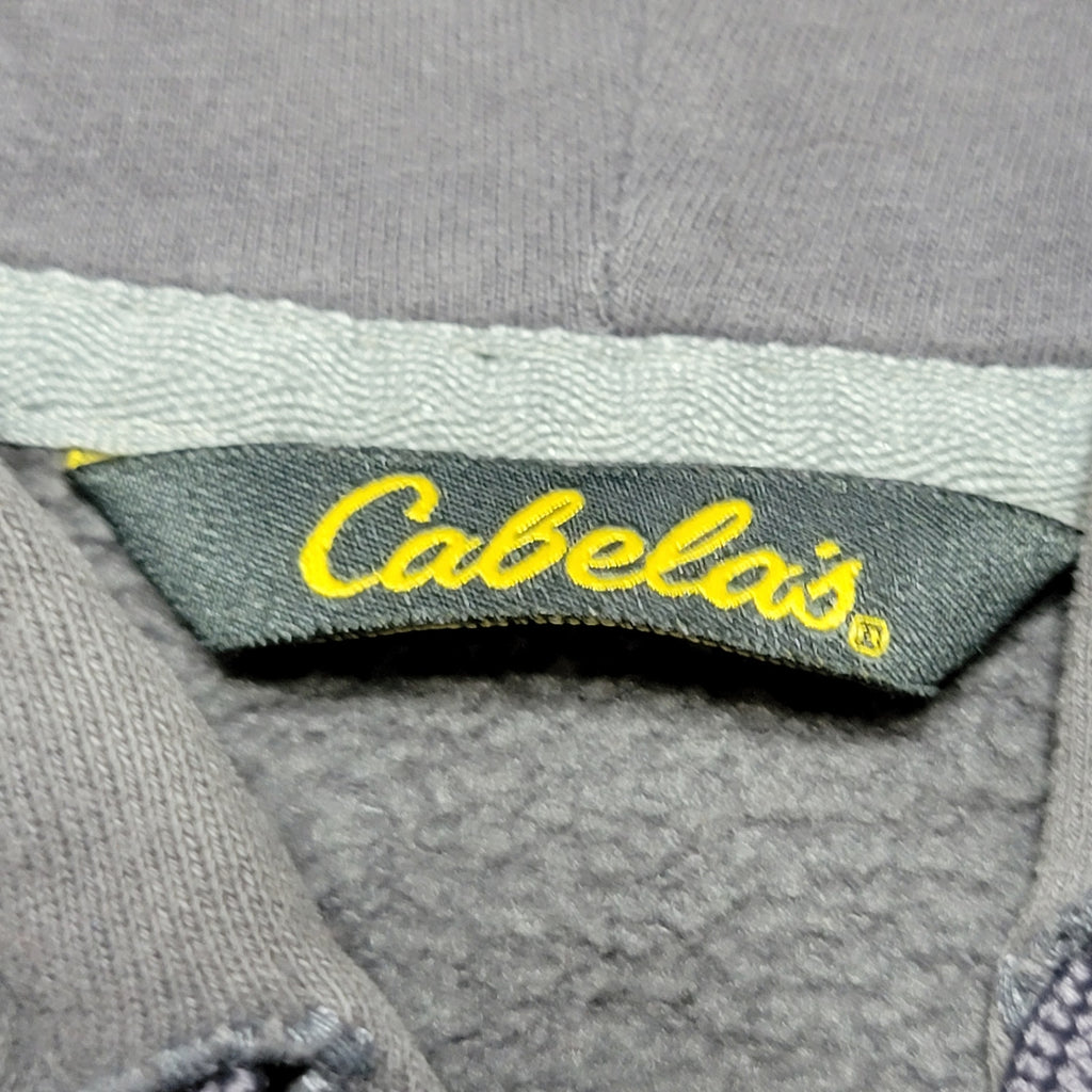 Cabela's Grey Full Zip Hooded Jacket Pink Logo - Size Med Reg