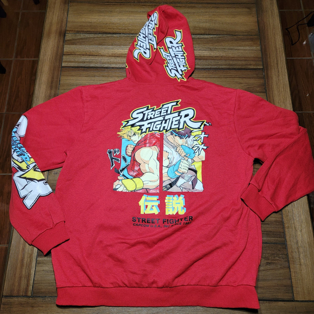Capcom Red LS Unisex Pullover Hoodie "Street Fighter Legend" - Size XL
