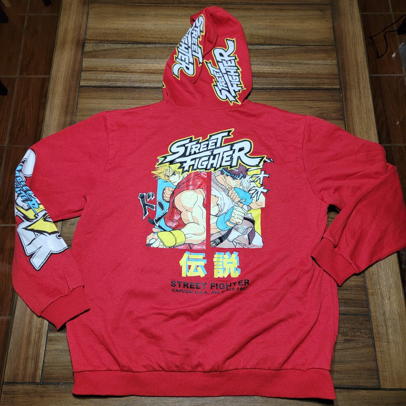 Capcom Red LS Unisex Pullover Hoodie "Street Fighter Legend" - Size XL