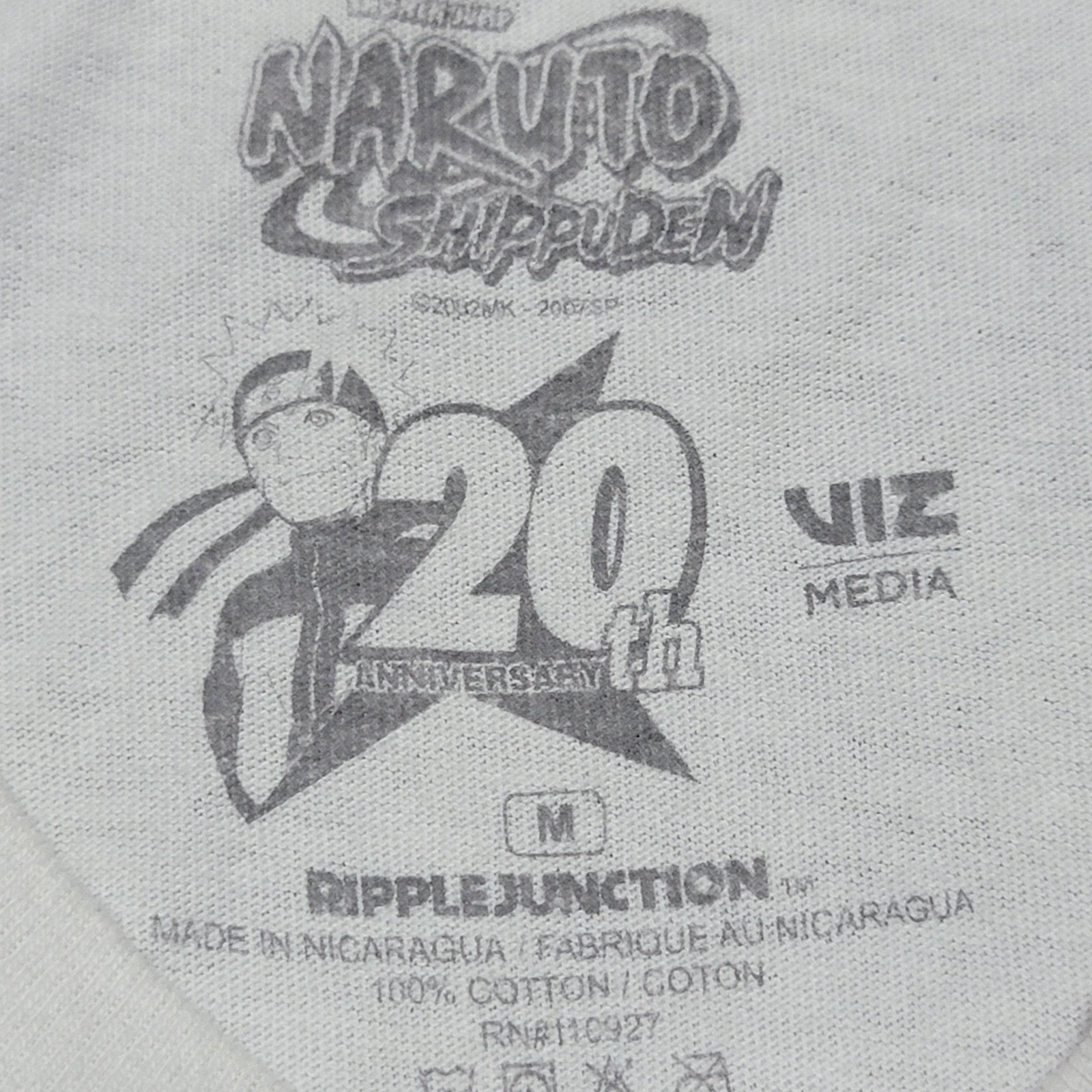 Ripple Junction x Naruto Shippuden White Unisex Tee Naruto Squat - Size Medium