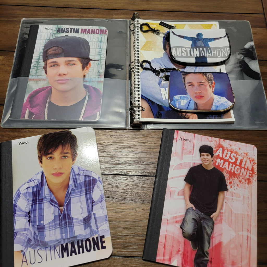 Austin Mahone 1" Binder, 3 Composition Notebooks, 2 Bags & 1 Spiral Notebook