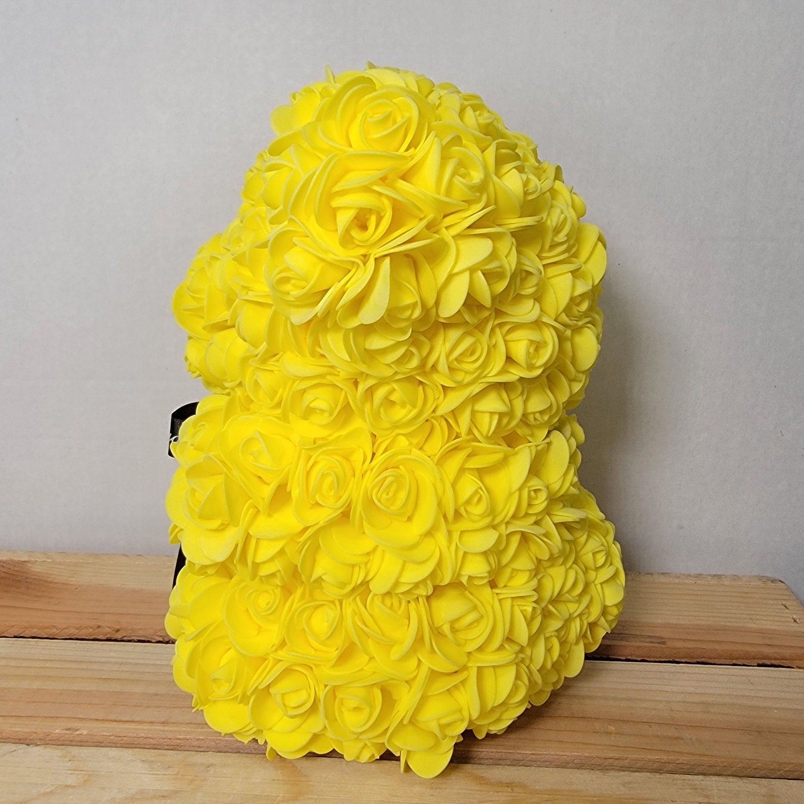 Yellow Foam Rose Teddy Bear w/ "Just For You" Ribbon
