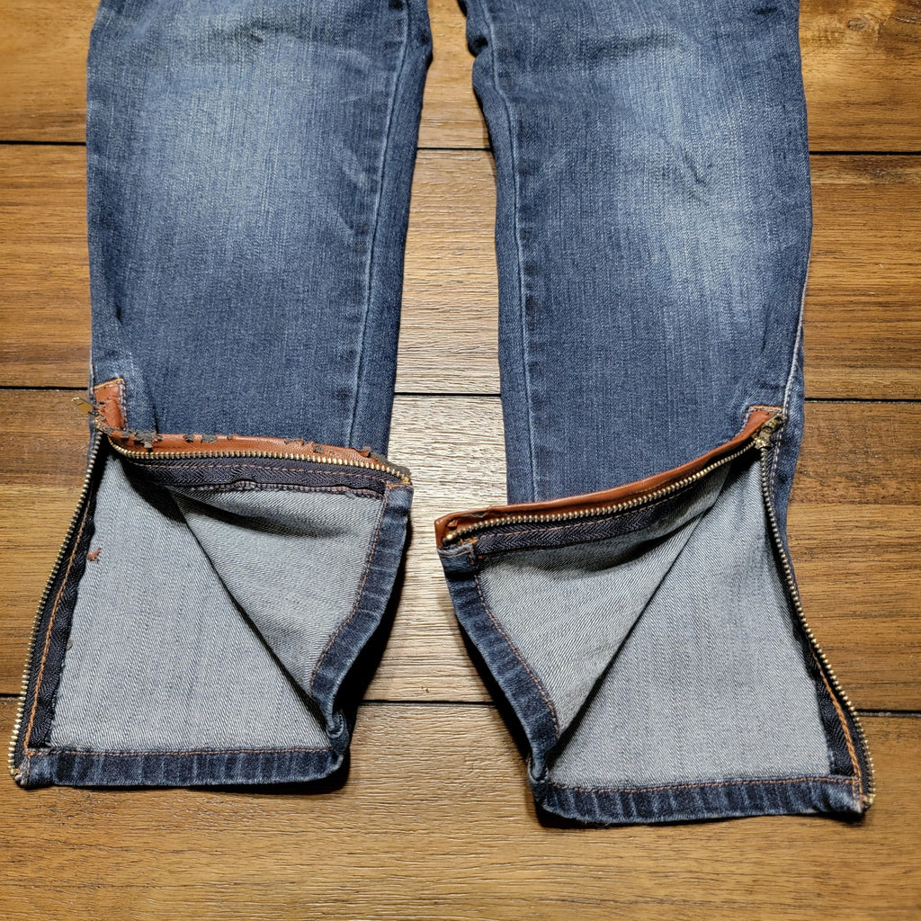 White House Black Market Skimmer Straight Denim Jeans w/ Zip Cuffs - Size 6P