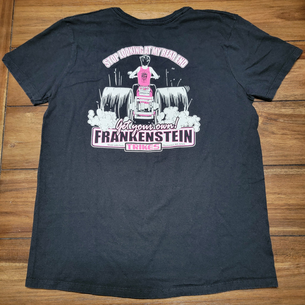 Frankenstein Trikes Black Tee "Stop Looking At My Rear End" - Size Medium