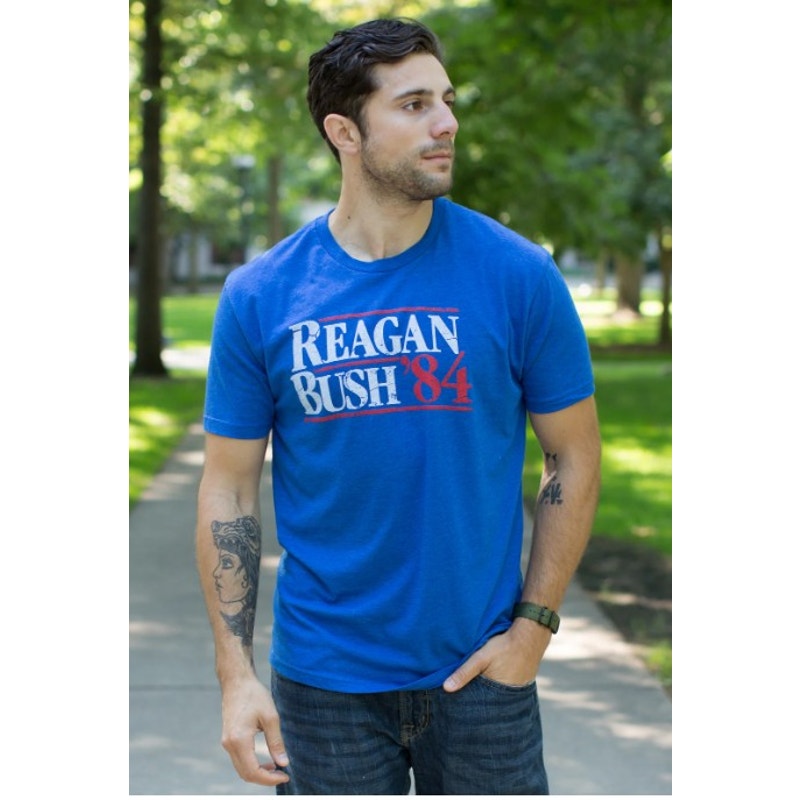Next Level Apparel Blue Unisex Tee "Reagan Bush '84" - Size Medium