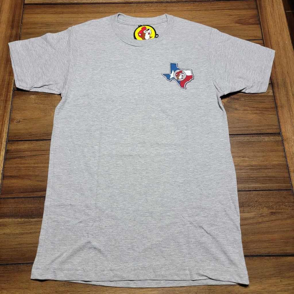 Buc-ee's Graphic SS Grey Unisex Tee "Greetings From Texas" - Size Small NWT