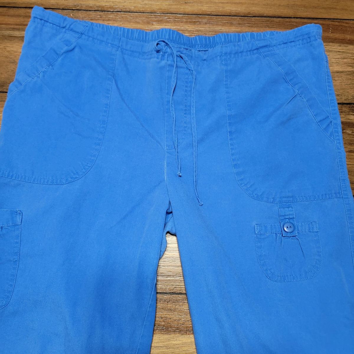 2 Pc Sanibel Scrubs Ladies Blue V-Neck & Draw String Pants - Size Small