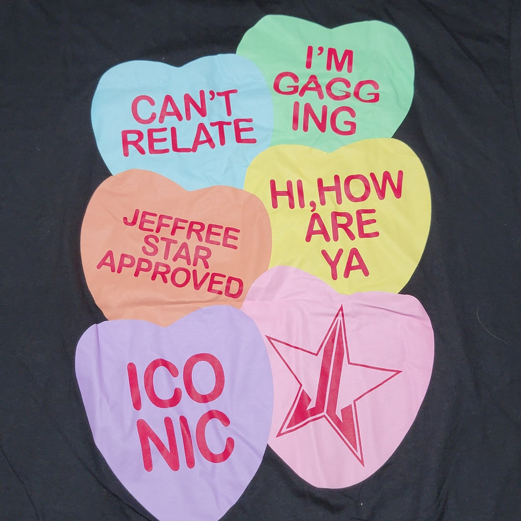 Jeffree Star Black Unisex Tee Candy Hearts - Size XL