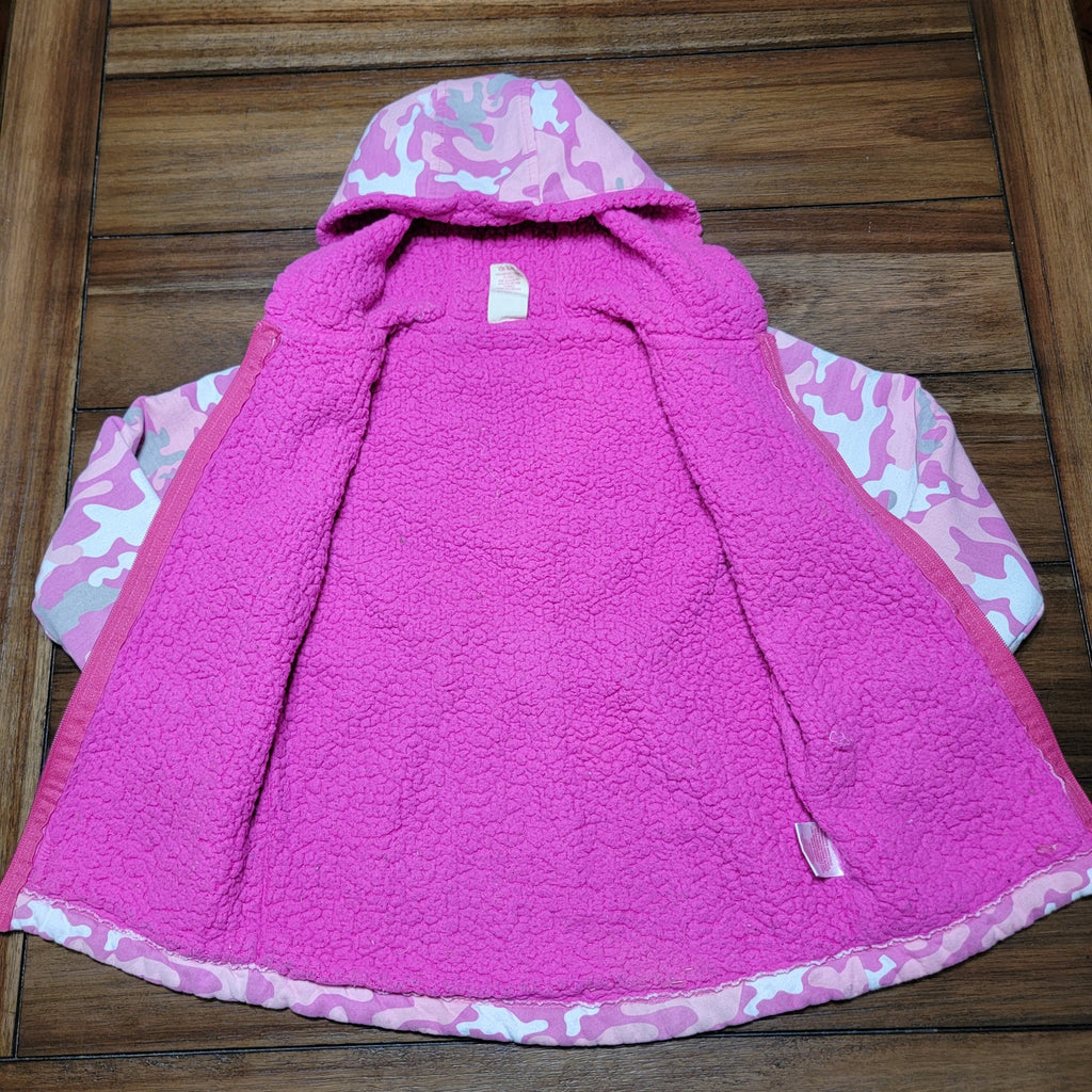 Faded Glory Pink Camo Hooded Sherpa Lined Jacket - Size Small (6/6x)