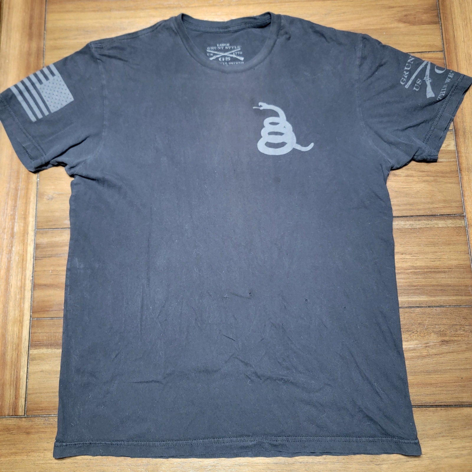 Grunt Style Black Unisex Tee Don't Tread On Me Snake - Size Large