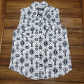 Cowgirl Hardware B&W Sleeveless Pearl Snap Western Top w/ Cactus - Size Medium*